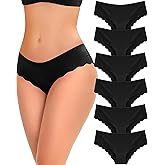 6 pack Seamless Underwear for Women Sexy Low Rise Hipster Wave Edge No Show Bikini Panties Womens Cheeky S-XL