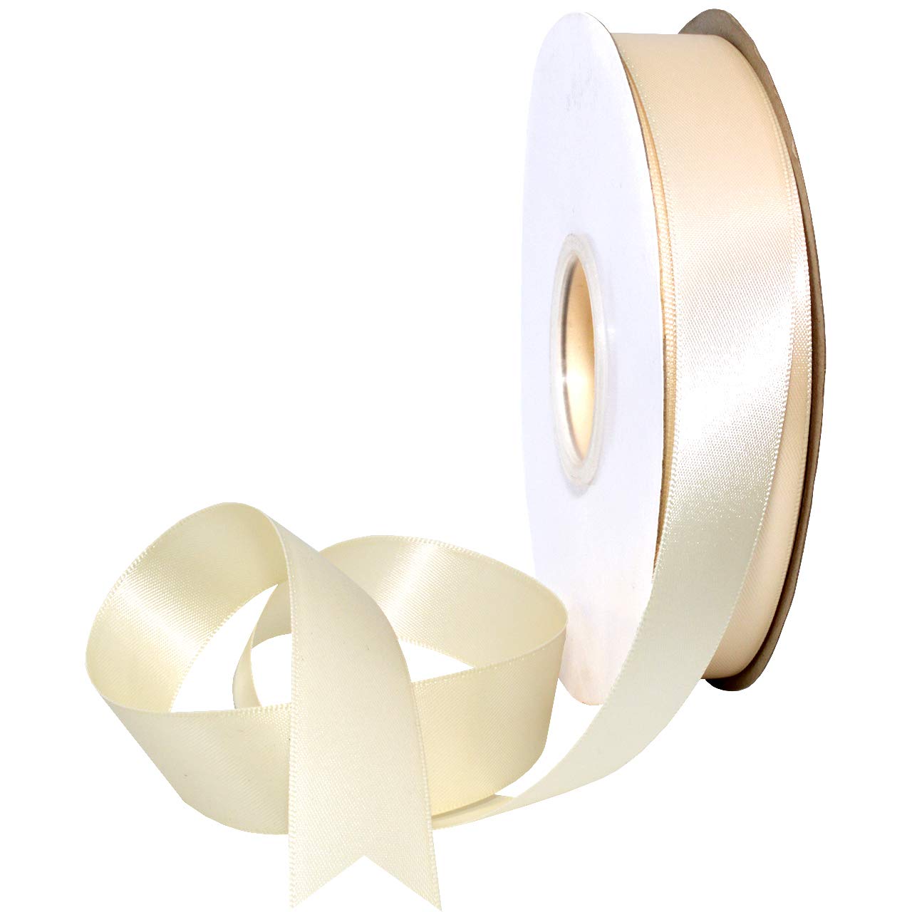 Morex Ribbon 08822/50-810 Double Face Satin Ribbon 7/8" X 50 YD Ivory Ribbon for Gift Wrapping, Birthday Gift Cards, Satin Dress for Women, Silk Ribbons for Crafts, Wedding Gifts for Couple