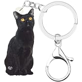 DUOWEI Cute Halloween Black Cat Keychain Key Chain Cat Car Accessories for Women Teen Girls Charms Cats Gifts