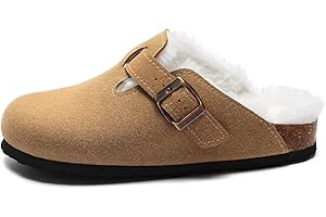 PLMOKN Boston Clogs for Women Men Suede Platform Clearance Mules Slip-On Garden Shoes Antislip Sole Slippers