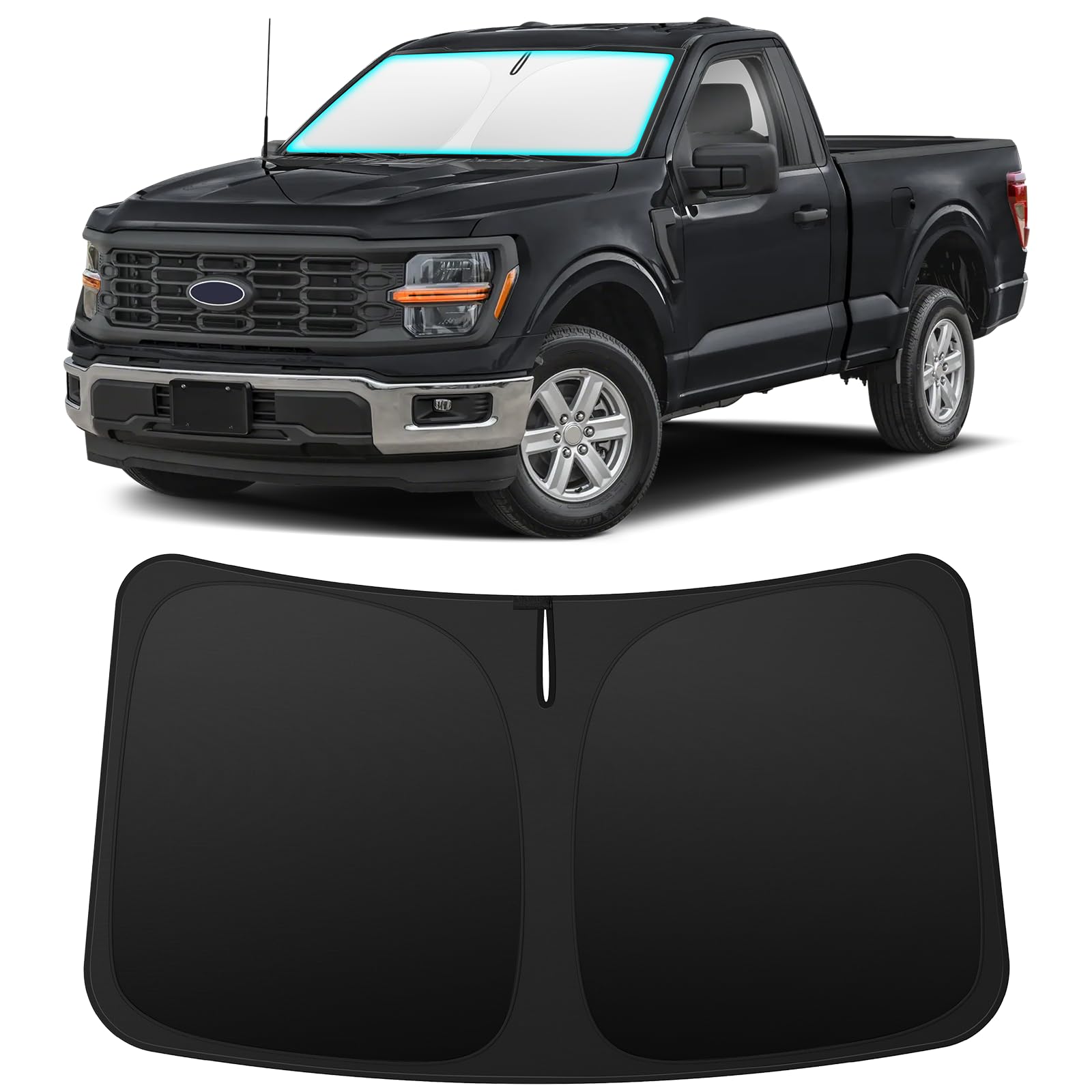 Photo 1 of INSAUTO Foldable Windshield Sun Shade for Ford F150 2021-2025, Heat & UV Protection Car Sunshade with Storage Bag, Keep Interior Cool & Easy Installation
