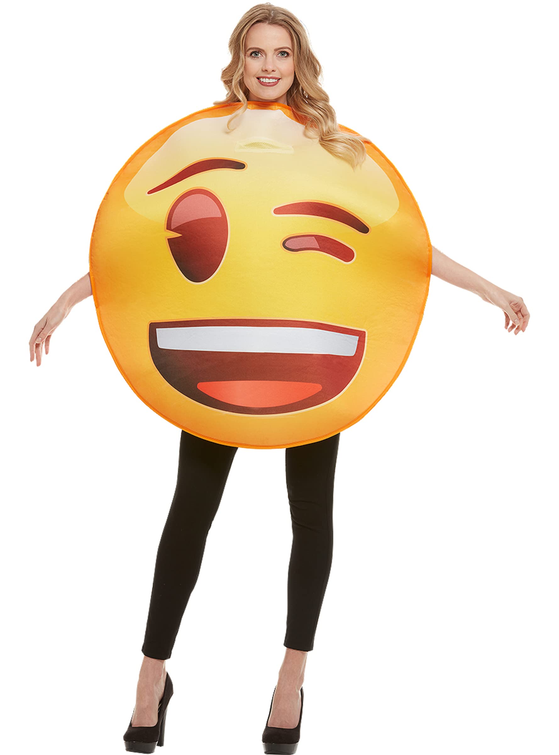 Funidelia | Emoji Costume winking OFFICIAL for men & women One Size Emoticon, Whatsapp, Funny - Yellow - Costumes for adults fancy dress & props for Halloween, carnival & parties