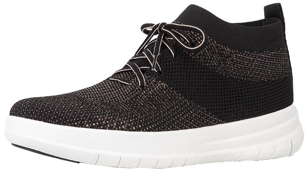 Fitflop UBERKNIT SLIP-ON HIGH TOP SNEAKER, Women’s Closed Toe Ballet Flats, Multicolour (Black/Bronze Metallic 501), 6 UK (39 EU)
