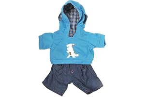 STUFFEMS TOY SHOP Dinosaur Hoodie w/Jeans Teddy Bear Clothes Outfit Fits Most 14" - 18" Build-a-Bear and Make Your Own Stuffed Animals
