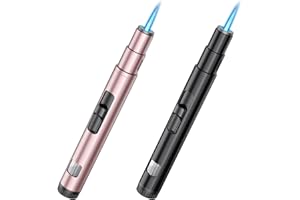 TOPKAY Torch Lighters, Candle Lighter, Butane Lighter, Windproof Adjustable Jet Flame Butane Refillable Torch Flame Lighter for BBQ Grill Campfire Pilot Lights, 2 Pack - Butane Not Included