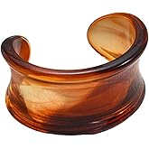 GIKILEE Chunky Acrylic Resin Open Bangle Bracelet Vintage Irregular Geometric Transparent Tortoiseshell Cuff Bracelet Thick Wide Plastic Wristband for Women