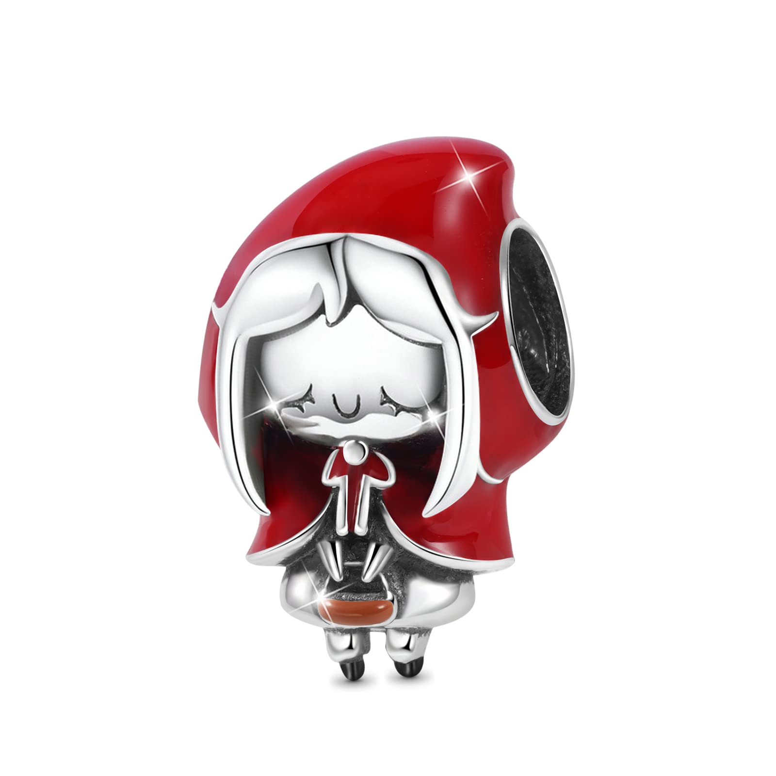 GNOCE Red Hood Charm Bead Sterling Silver Charm Fit Bracelet/Necklace for Women Girls Wife Daughter