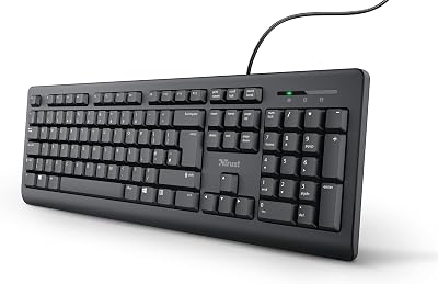 Trust Taro Wired Keyboard UK Layout Full-Size Spill-Resistant 1.8 m USB