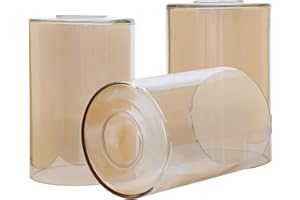 GoldSwift 3 Pack Clear Amber Glass Lamp Shade Replacement Globe & Shade for Light Fixture, 6-1/16" Tall, 1-5/8 inch Fitter, Vintage Farmhouse Cylinder Glass Cover