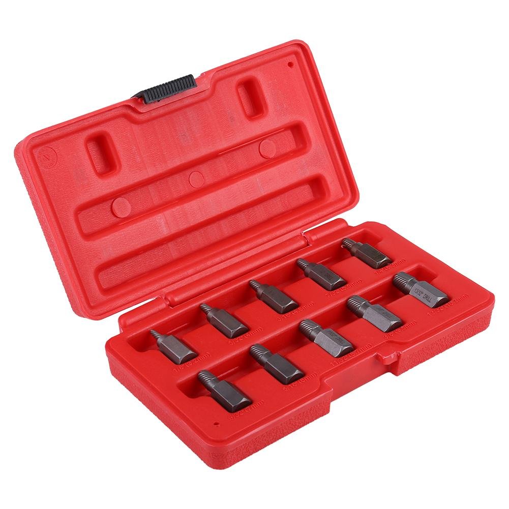 10 Piece 1/8-Inch to 13/32-Inch Hex Head Multi-Spline Screw Extractor Set and Bolt Extractor Assortment in Plastic Case for Rust Damaged Studs Bolt Remover Out