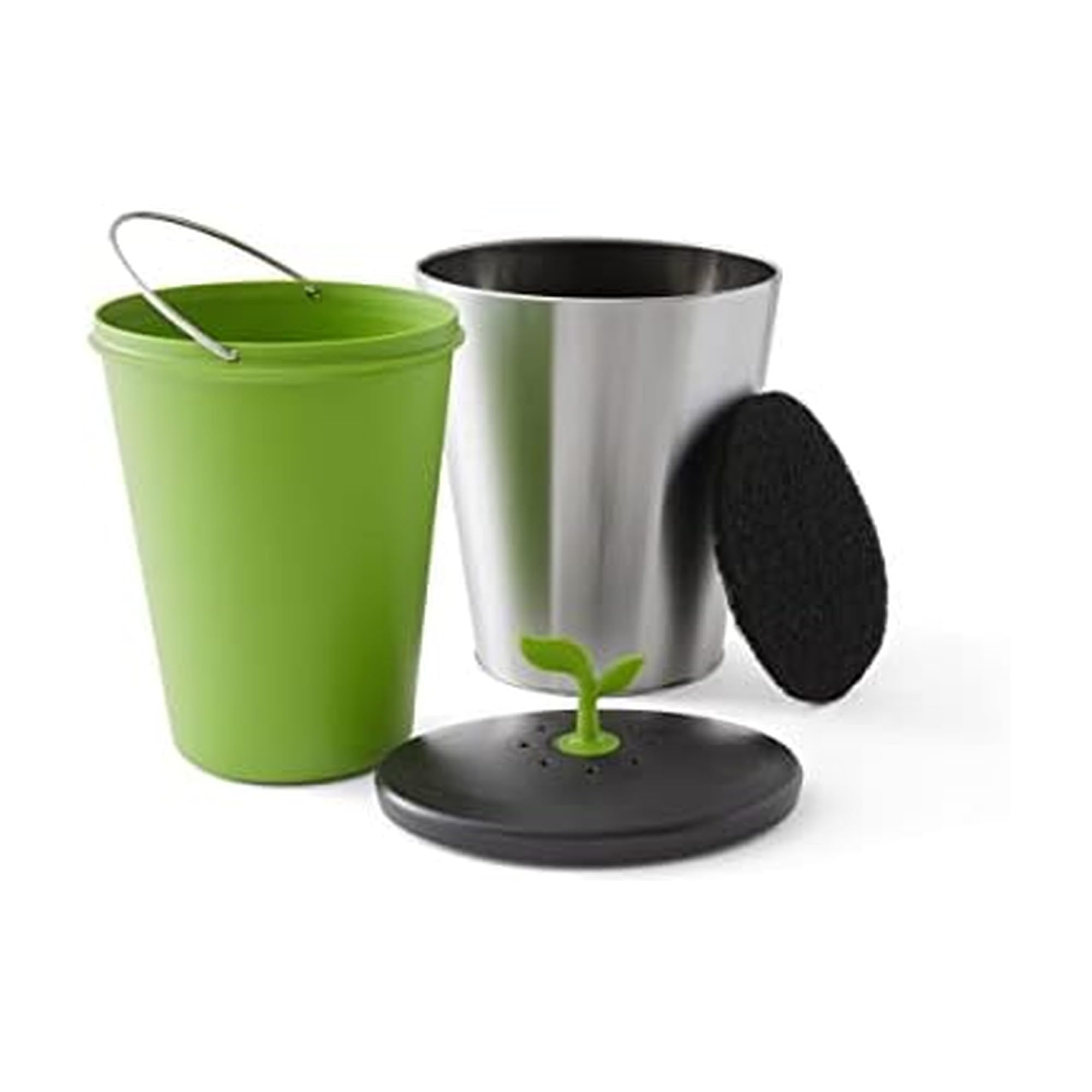 Chef'n 5269025 EcoCrock Countertop Compost Bin, Stainless Steel, Steel Gray