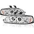 Spec-D Tuning Chrome Housing Clear Lens Projector Headlights Compatible with 1992-1995 Honda Civic, Left + Right Pair Headlamps Assembly