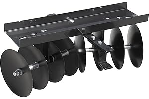 Field Tuff Steel Tow Behind Sleeve Hitch Garden Cultivator Soil Tiller Disc Harrow Tractor Attachment with 39 Inch Working Width, 11 Inch Discs, Black