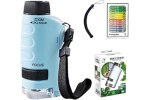 MANYUN Minilabsters Miniscope for Kids, Mini Labsters Portable Microscope, Portable Handheld Microscope with 60x-120x Magnification and LED Lights for Scientific Experiment, Students (6-12Years)