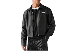 SHENHE Men's Faux Leather Jacket Zip Up Lapel Collar Cropped Motorcycle Biker Jacket