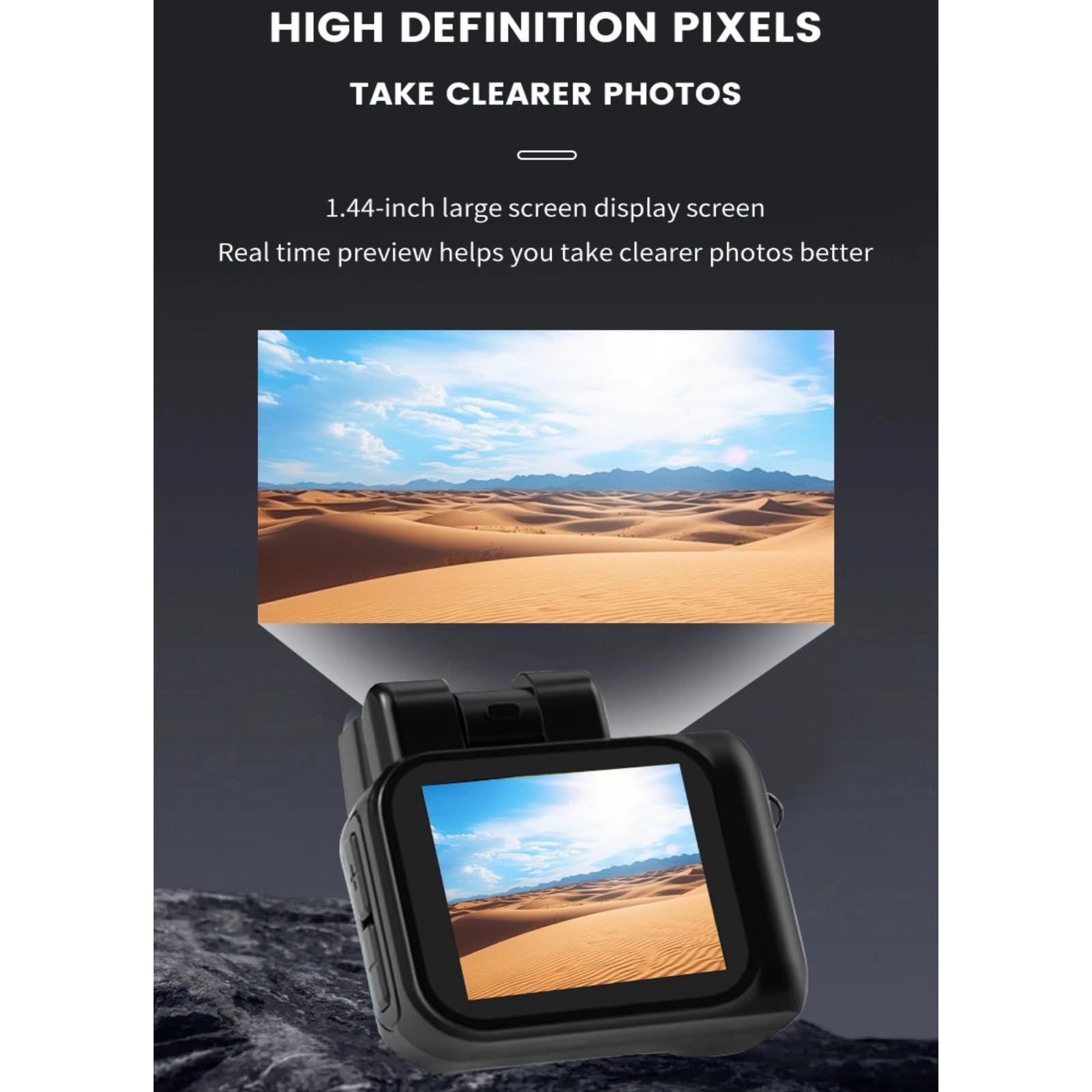 Mini Keychain Camera, 1080P HD Small DV Camera, Video Camera Camcorder, Thumb Camera withwith Video Light & 480mAh Battery Base, 1.44in Color Screen, Support OTG (White)