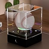 iYZZGH Baseball Display Case with Led Light, Clear Cube Baseball Holder for Display, Acrylic UV Protected Clear Baseball Stand for Memorabilia Baseball Gifts 1 Pack