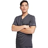 Dickies Scrub Top for Men with Zip Chest Pocket, Rib Knit, I.D. Badge at, 2-Way Stretch Durable & Breathable Fabric - DK865