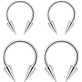 Ovxznts Long Spike Septum Rings 16G Surgical Steel Snake Bite Jewelry Lip Rings Smiley Piercing Jewelry for Women Men 8mm/10mm