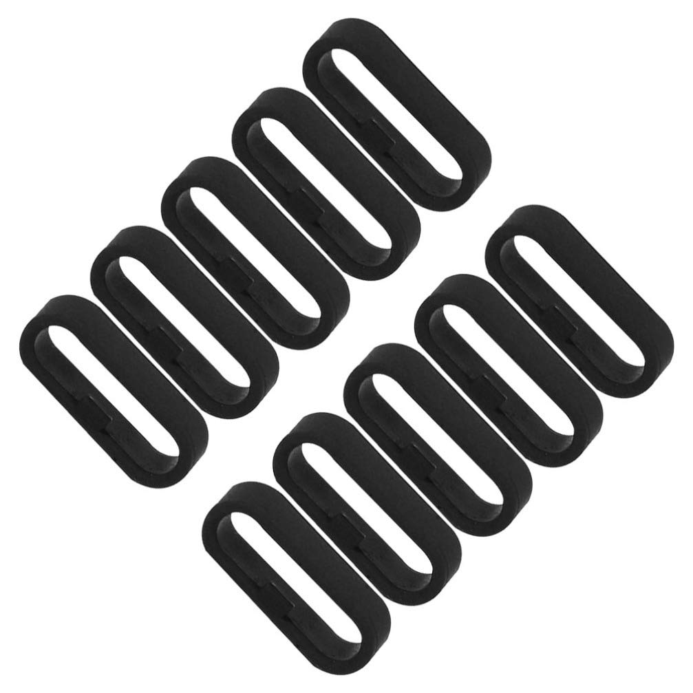 ibasenice 20mm Black Rubber PVC Watch Strap Keeper Retaining Hoop Loop Ring Retainer Holder(30pcs)