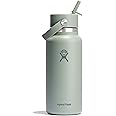 Hydro Flask Water Bottle - Insulated Stainless Steel - Wide Straw Lid, Non Spill, Leakproof in 32 Oz Agave Green