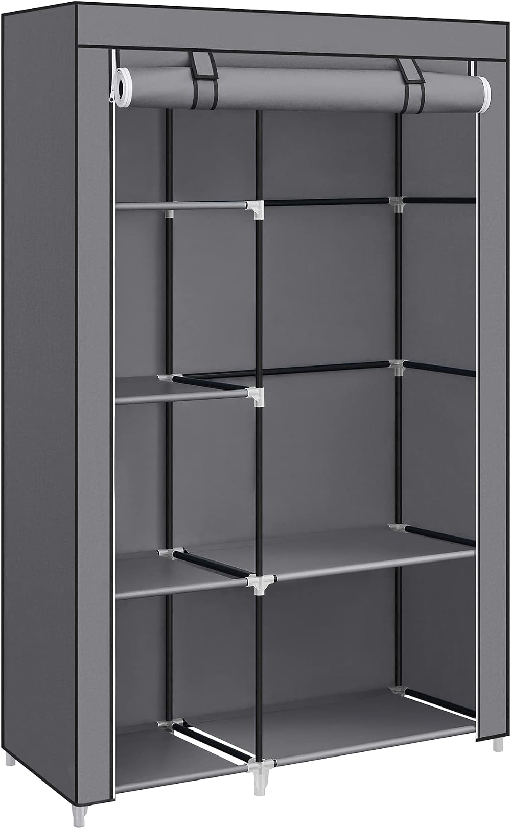 SONGMICS Fabric Wardrobe 6 Shelves Hanging Rail Grey RYG085G02 45x105x168cm