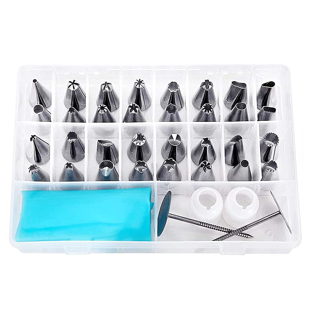 ANCLLO Cake Decoration Tips Set of 38 - Professional Piping Tips Tool Set, Decorating Kits Baking Accessories Tools for Cake Cookies