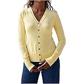 WDIRARA Women's Button Down Cardigan Sweater Long Sleeve V Neck Lightweight Knit Outerwear