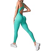 WDIRARA Women's Workout Jumpsuit V Neck Sleeveless Criss Cross Backless Yoga Jumpsuit Pants Romper