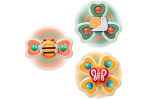 TOHIBEE 3PCS Suction cup spinner toys for 1 2 Year old boys Spinning toys baby toys 12-18 months Sensory toys for toddlers 1-3 First birthday baby gifts for 1 Year old girls