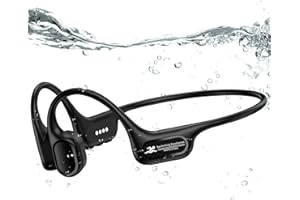 Hostena Swimming Headphones IP68 Waterproof, Open Ear Bone Conduction Underwater Headphones Bluetooth 5.4& MP3 with 32GB Memory Card, Soft/Skin/Lightweight Sound Swim Earbuds-SurfAudio(Black)
