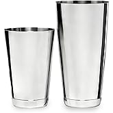 Boston Cocktail Shaker Set, 24 oz & 18 oz Premium 304 Steel Weighted Shakers Tins, Metal Martini Shaker for Bartending, Drink Shaker, Essential Bar Tools for Mixing Drinks(Sliver)