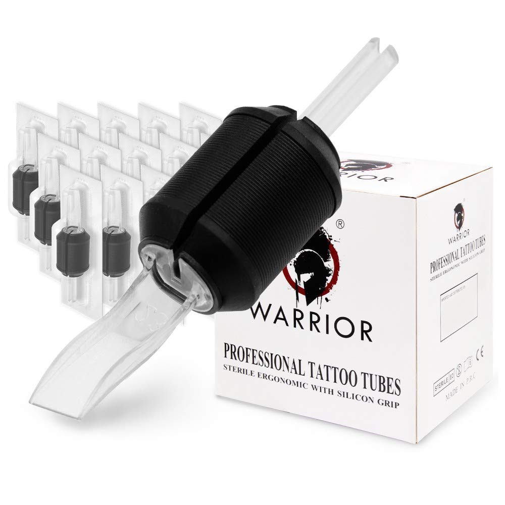 WARRIOR Tattoo Tubes/Disposable Tattoo Grip with Long Tip in Soft Rubber 30mm Magnum/Flat Pack of 15 pcs (1.2/23F)