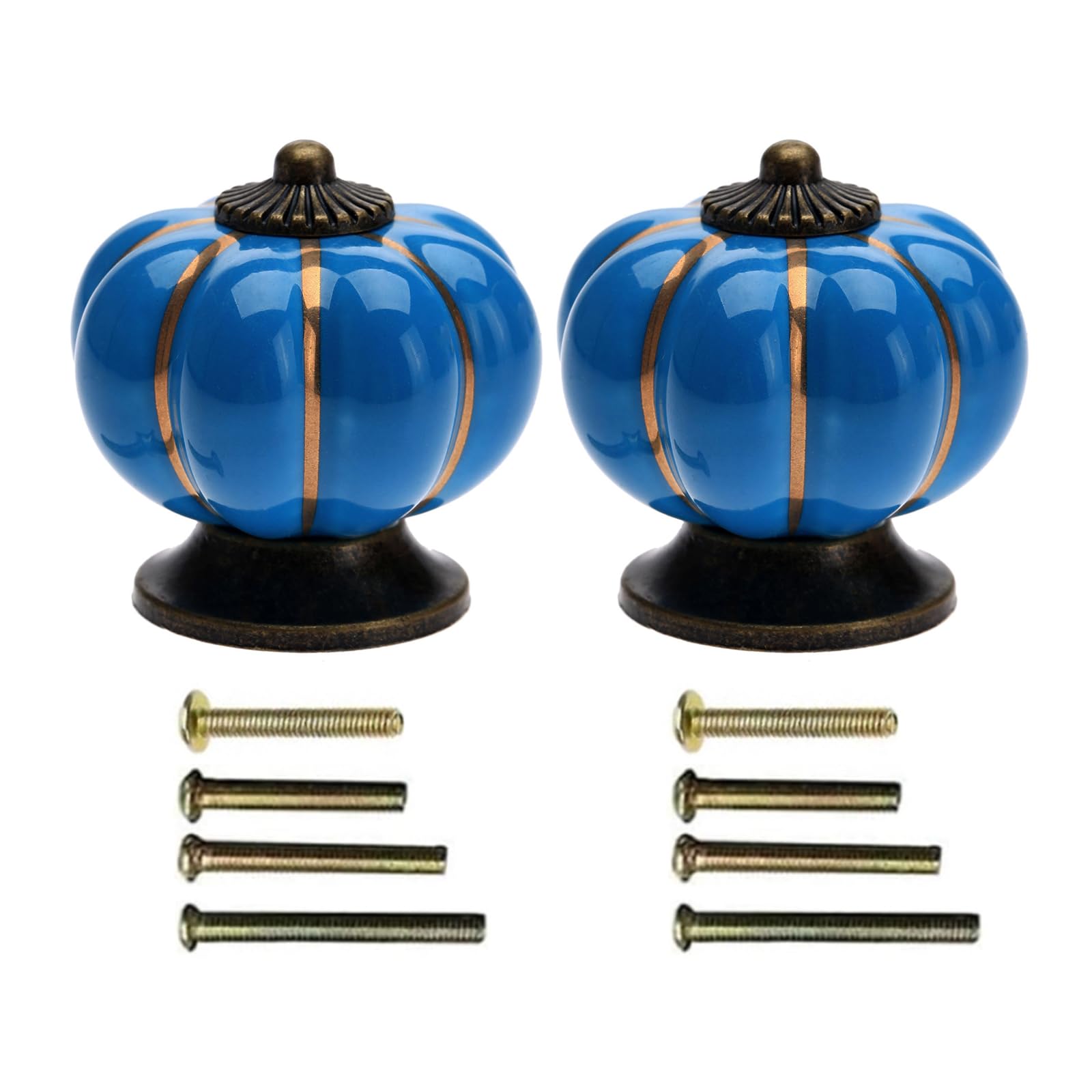 Mgoodoo 2Pcs Knobs for Cabinets and Drawers Assorted,Door Vintage Ceramic Knobs Kitchen Furniture Pull Handles Cabinets Cupboard for Wardrobe Interior Decor-Blue