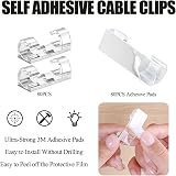 CORTNEY 80 Pcs Transparent Self Adhesive Cable Clips Wire Management Organizer view 3