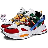 Men's Retro Color Blocked Fashion Sneakers Sport Running Shoes Walking Casual Athletic Shoes