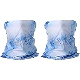 HARFINGTON 2pcs Summer Cooling Neck Gaiter Sun Protection Face Mask Fishing Neck Gaiter Unisex Sunscreen Breathable Bandana for Fishing Outdoor Sports, Gradient Blue-White