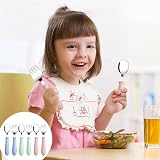 Lanjue 3 Set Baby Fork and Spoon Stainless Steel Flatware 6 Pcs Blue Green Pink view 7