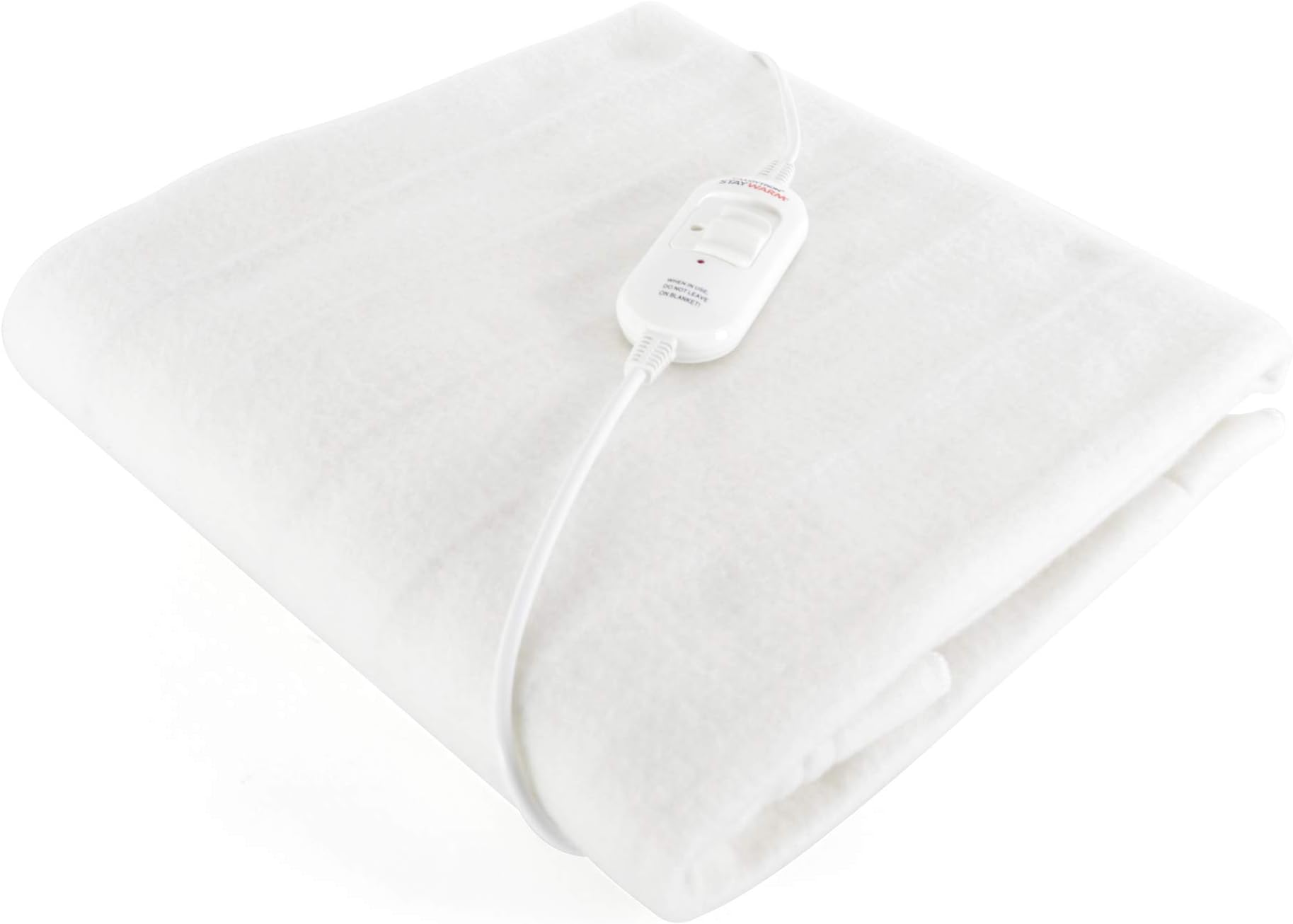 STAYWARM® Single Size Luxury Quality Electric Underblanket with Detachable Controller / 2 Heat Settings / Detachable Cord / Machine Washable / Safe All Night Use - 40w - 120 x 60cm - F900 - White