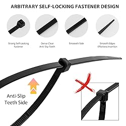 Cable Zip Ties,400 Pack Black Assorted Sizes