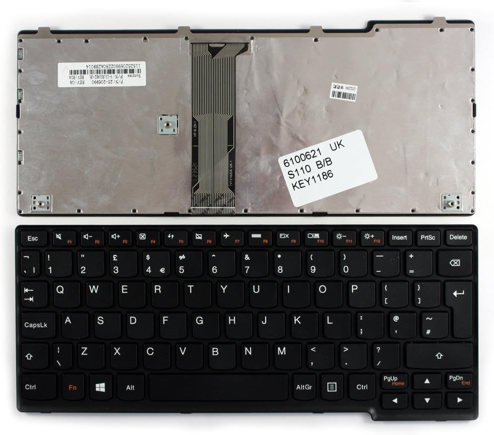 IBM 25-206990, IBM Lenovo IdeaPad S110, IBM V-131820AK2-UK Black Frame Black Windows 8 UK Replacement Laptop Keyboard