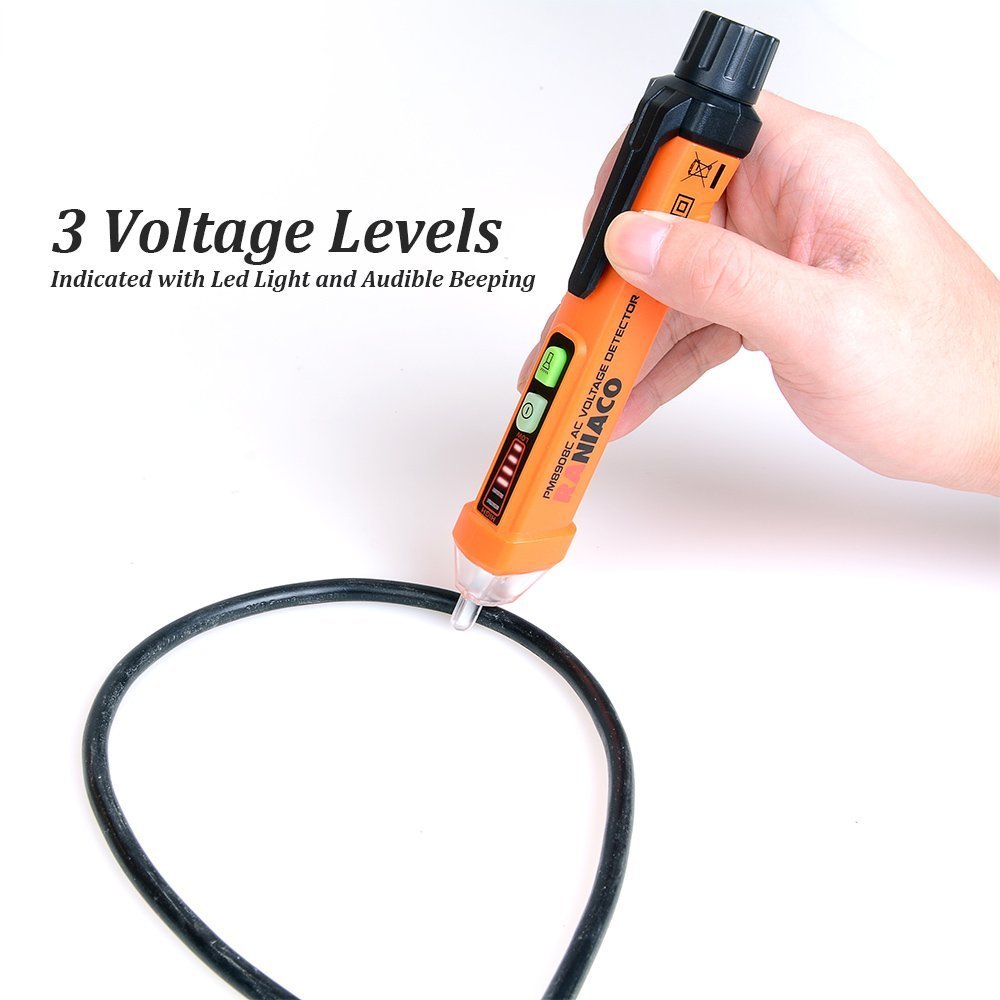 Raniaco Voltage Tester with Led Light, Highly Sensitive and No-Touch Triple Level (Orange-Black)