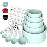 TILUCK Measuring Cups & Spoons Set, Stackable Cups and Spoons, Nesting Measure Cups with Stainless Steel Handle, Kitchen Gadg
