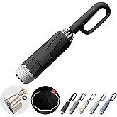 Ring Buckle Fully Automatic Umbrella, Reflective Safety Strip, Sturdy Windproof, Reverse Automatic, Travel Portable, Compact Folding (Black)