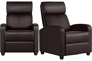 Yaheetech Padded Seat Recliner Chair Set of 2 Single Sofa Recliner Home Theater Seating PU Leather Upholstered Reclining Chair Brown