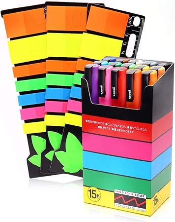Amazon 三菱鉛筆株式会社 Uni Posca ペイントマーカー Pc3m 15c プレミアム品質 15マルチカラーファインポイントペン オリジナル半透明付箋3パック 非毒性素材 誕生日プレゼントに最適 付箋 文房具 オフィス用品