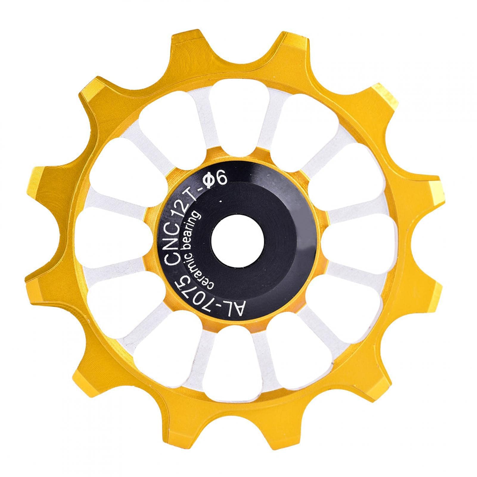 Bike Derailleur Pulley Aluminum Sealed Bearing Jockey Wheel Bicycle Guide Wheel Rear Derailleur Pulleys 12T Ceramic Aluminum Jockey Wheel Rear Fit 4/5/6mm Screws Support 7/8/9/10 speed (Golden)
