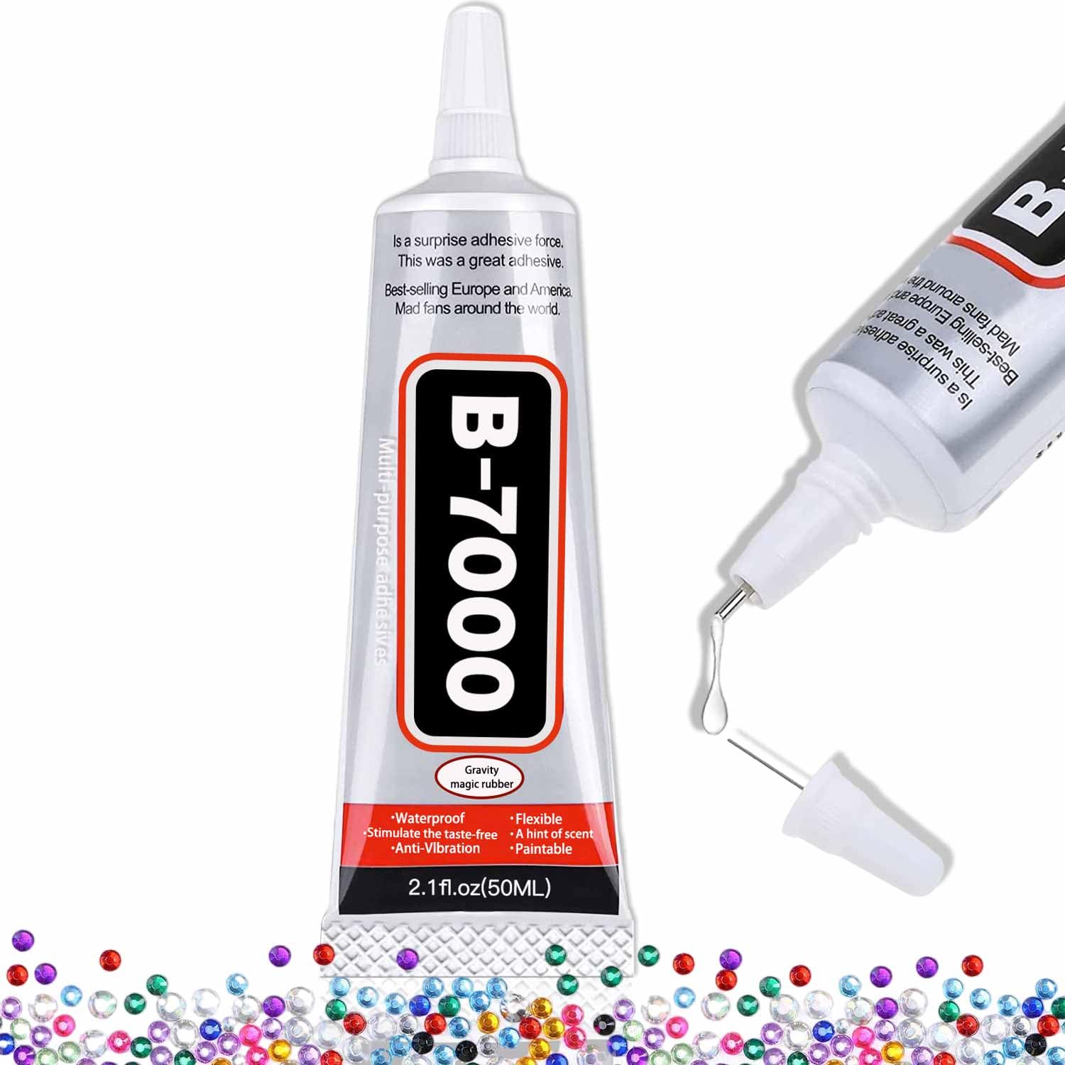 B-7000 Craft Glue for Jewelry Making - 50ml/2.1oz (1 Pack) - Multi-Function B-7000 Super Adhesive Glues Liquid Fusion Glue for Rhinestones Crafts, Clothes Shoes, Fabric, Jewelry Making, Cell Phones