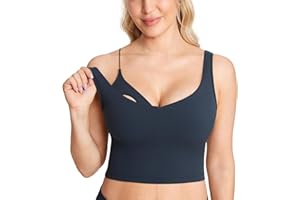 MOMANDA Women's Nursing Bras Longline Sports Breastfeeding Bra V Neck Sleeveless Tank Top with Built in Bra