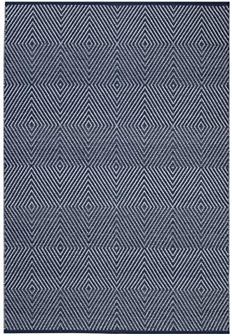 Fab Habitat Reversible Cotton Area Rugs | Rugs for Living Room, Bathroom Rug, Kitchen Rug | Machine Washable | Zen - Dark Blue & Bright White | 3' x 5'